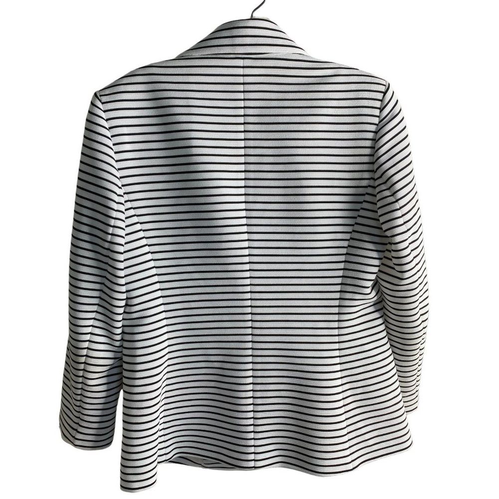 Anne Klein White & Black Striped One-Button Blazer – Women’s Small Career Dinner - Picture 2 of 11